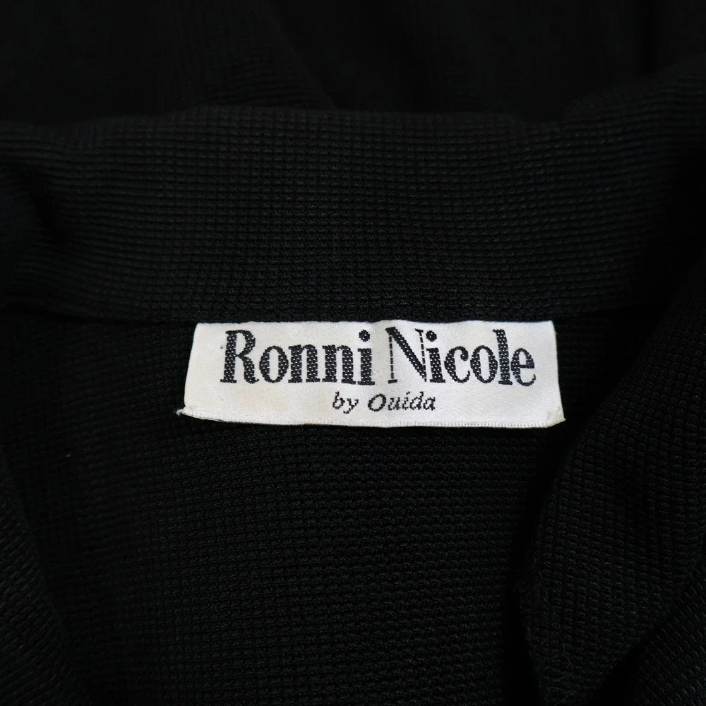 Vintage Ronni Nicole by Ouida Top & Pant Set Womens L‎ Black Beaded Embellished - Picture 2 of 16